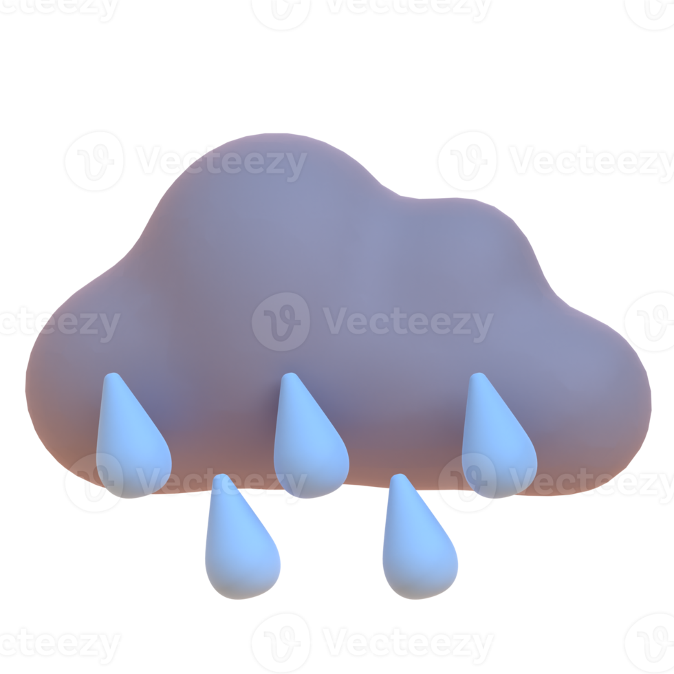 Regen in 3D-Rendering für Webpräsentationen mit grafischen Assets oder andere png