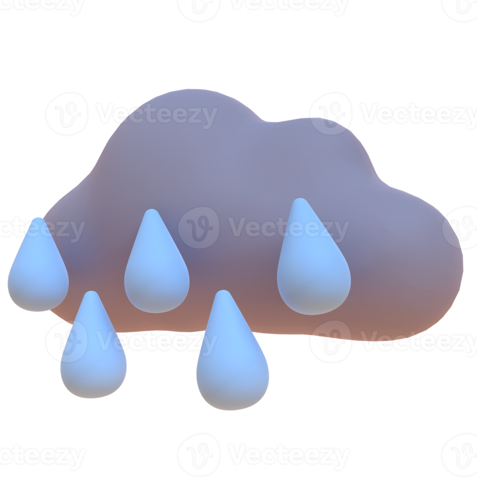 Regen in 3D-Rendering für Webpräsentationen mit grafischen Assets oder andere png