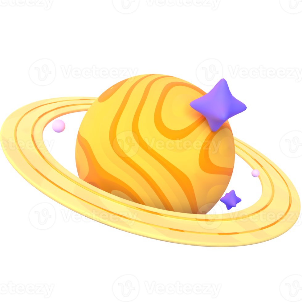 Saturn in 3d render for graphic asset web presentation or other png