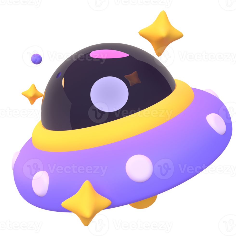 Ufo in 3d render for graphic asset web presentation or other png