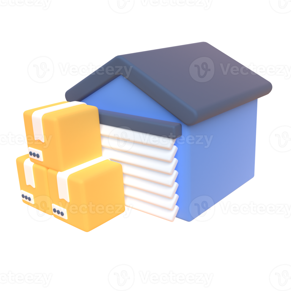 armazém em renderização 3d para apresentação na web de ativos gráficos ou outros png
