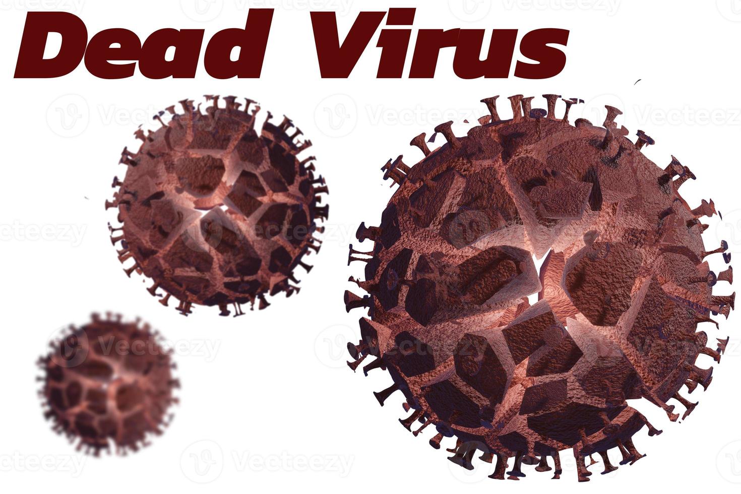 virus de la corona muerto o destrucción del virus después de la vacunación médica con fondo rojo. renderizado 3d foto