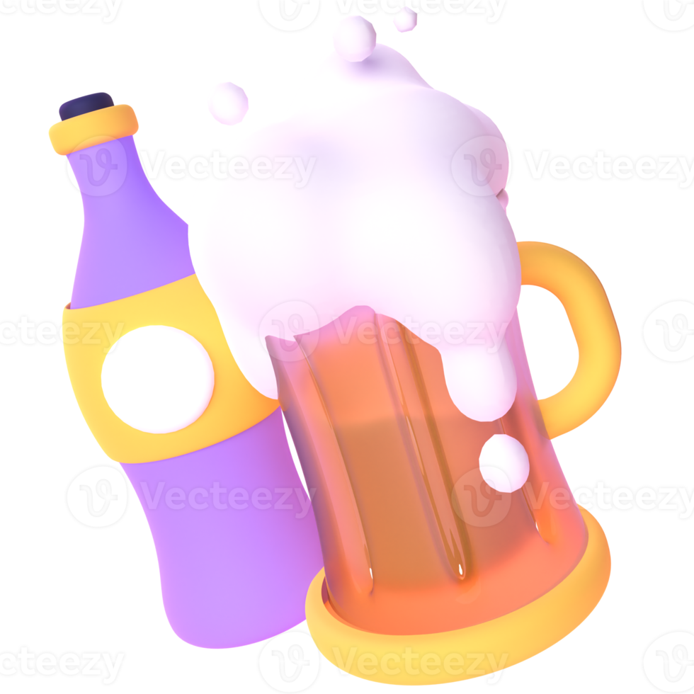 Beer in 3d render for graphic asset web presentation or other png