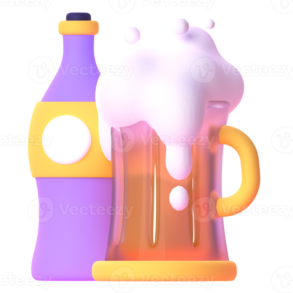 Beer in 3d render for graphic asset web presentation or other png