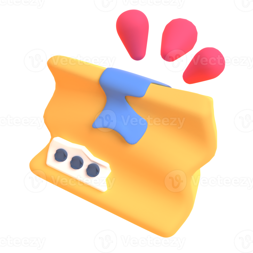 Broken Package in 3d render for graphic asset web presentation or other png