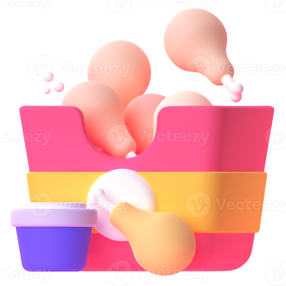 Chicken in 3d render for graphic asset web presentation or other png