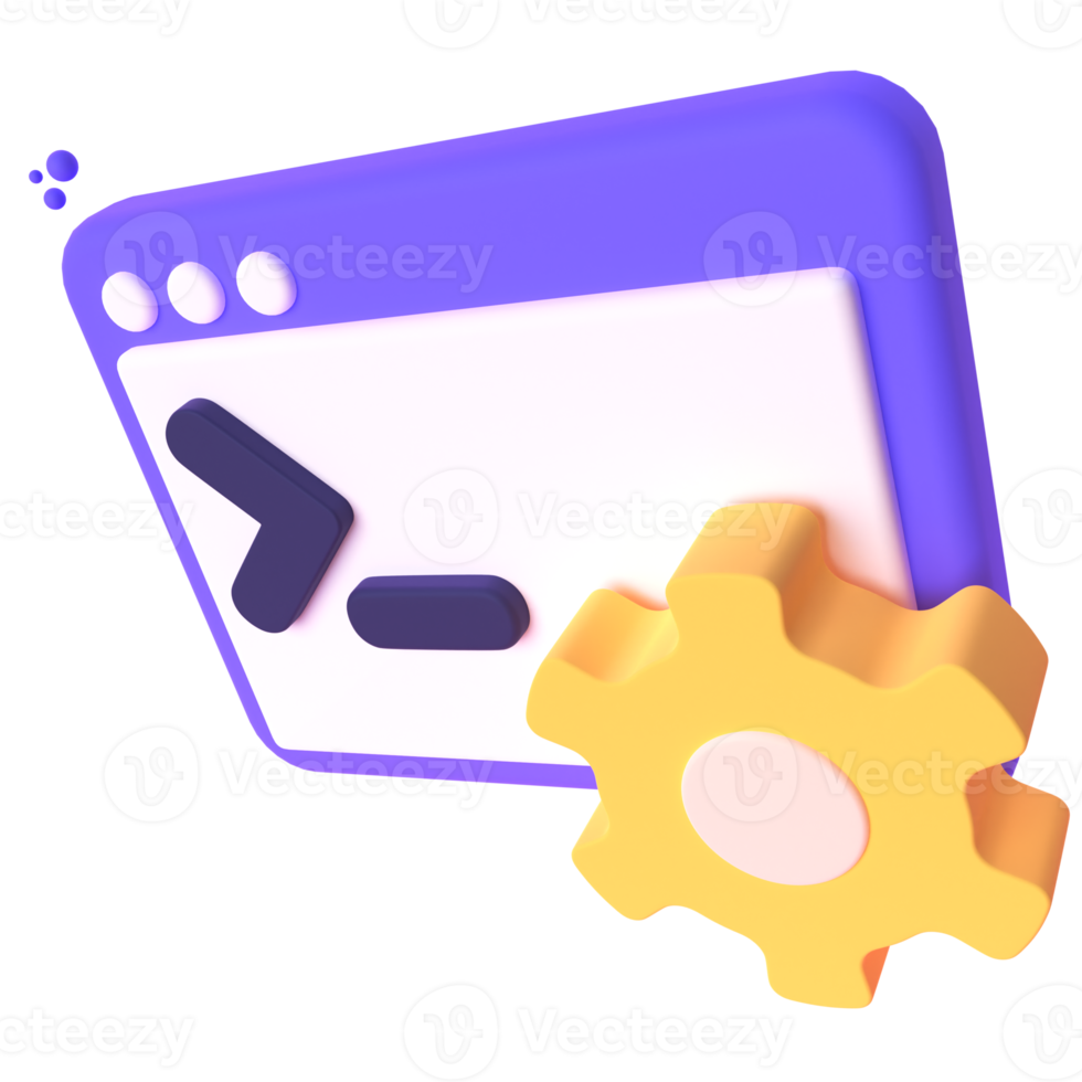 Befehlszeile in 3D-Rendering für Webpräsentationen mit grafischen Assets oder andere png