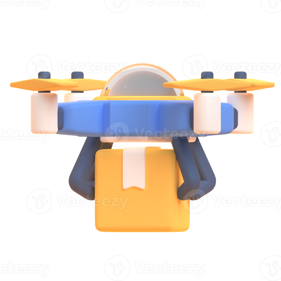 Drone in 3d render for graphic asset web presentation or other png