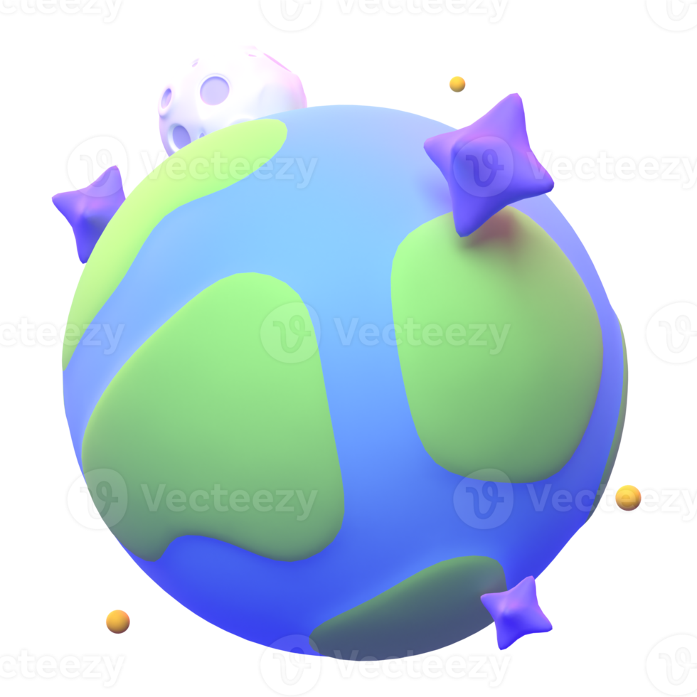 Earth in 3d render for graphic asset web presentation or other png