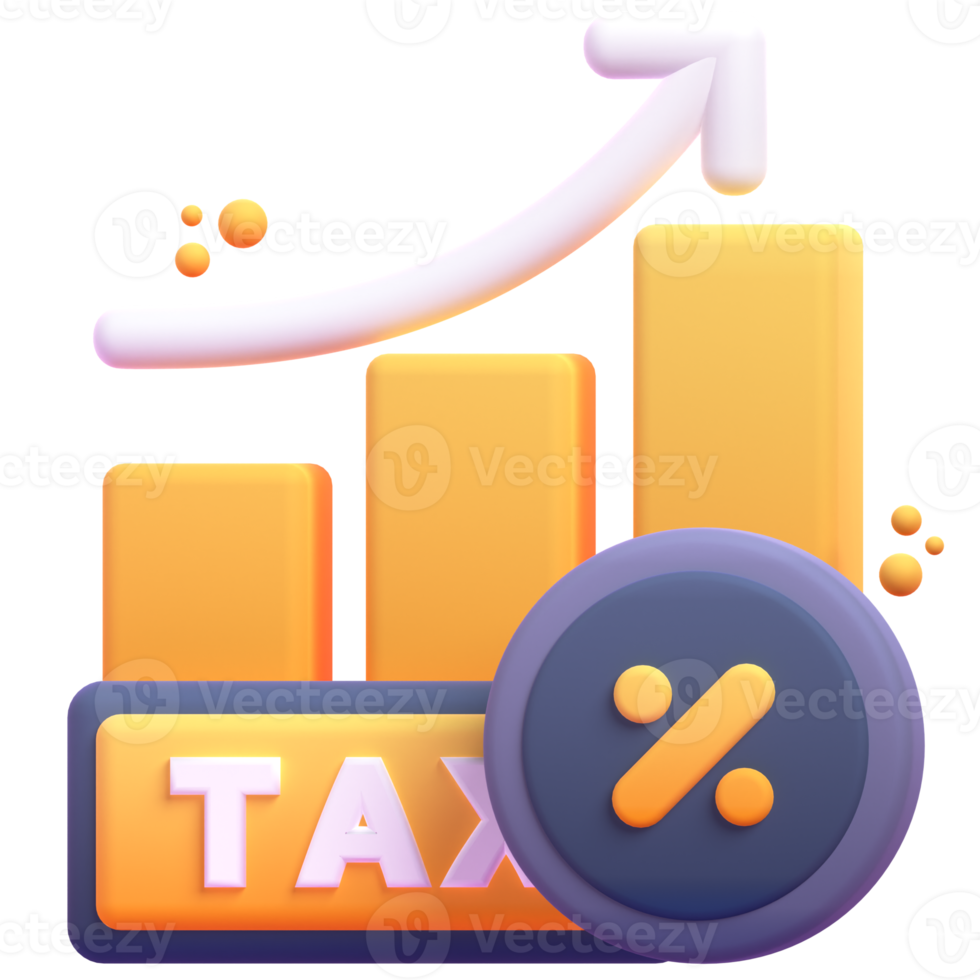 Graph Tax in 3d render for graphic asset web presentation or other png