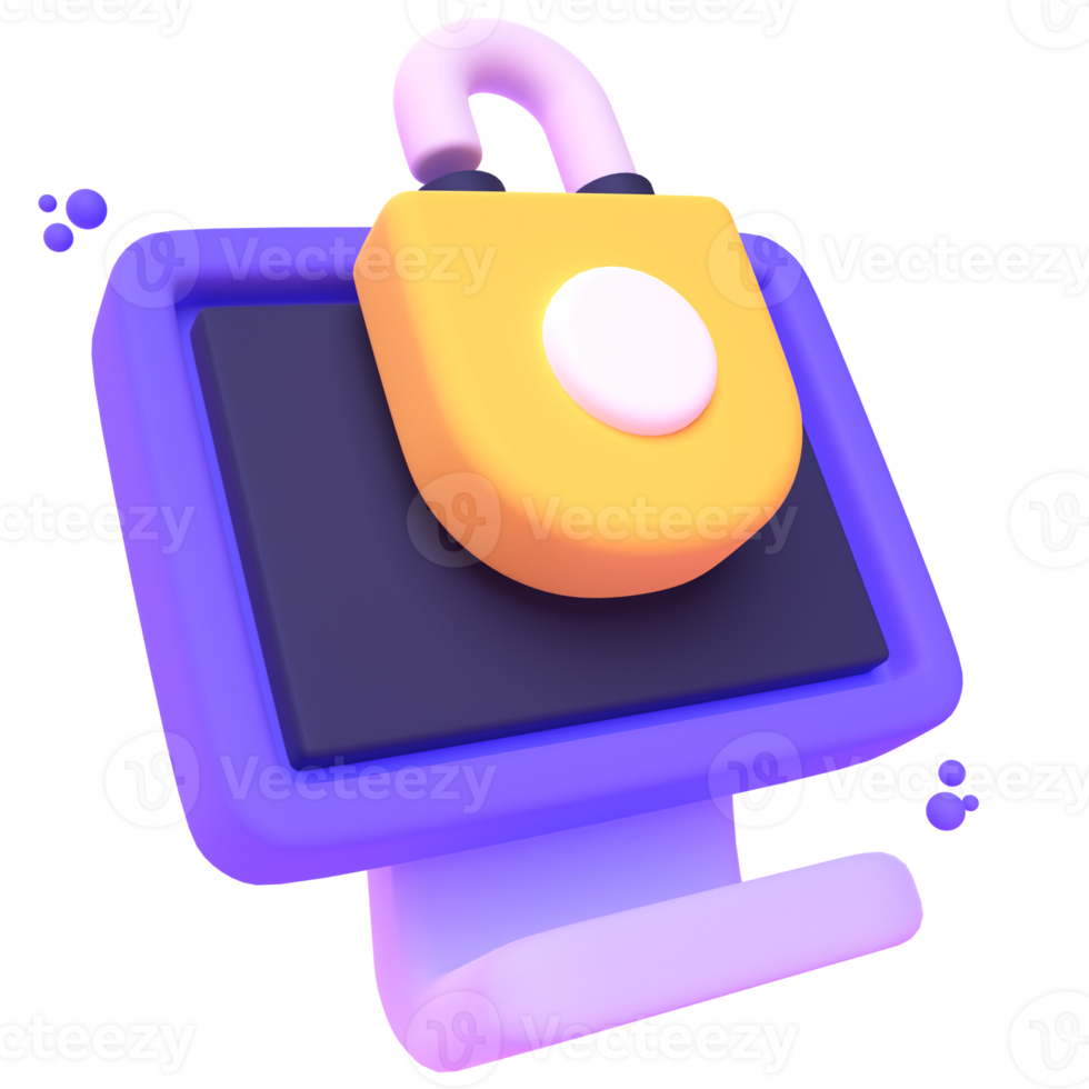 Locked Screen in 3d render for graphic asset web presentation or other png