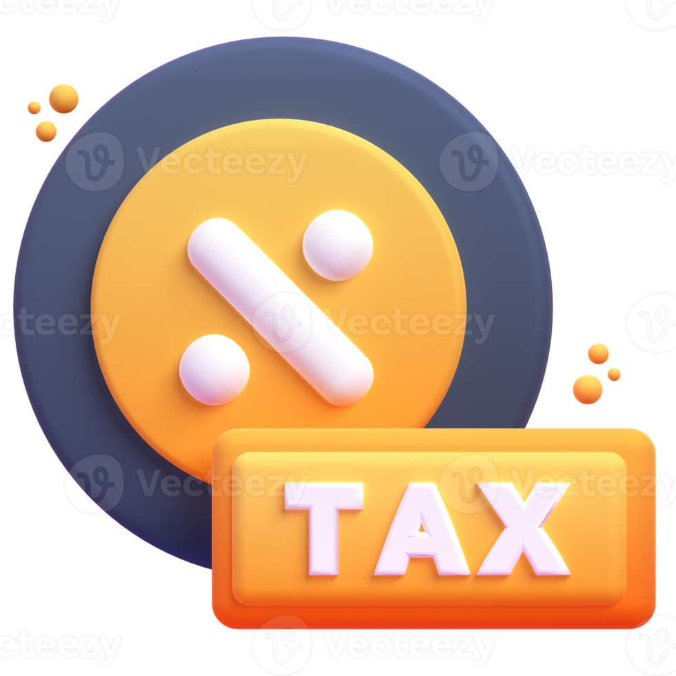 Tax in 3d render for graphic asset web presentation or other png
