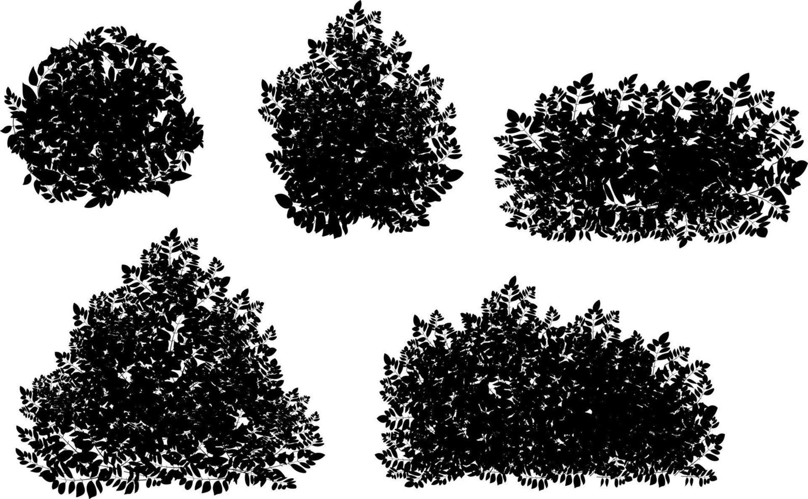Set of ornamental black plant in the form of a hedge.Realistic garden shrub, seasonal bush, boxwood, tree crown bush foliage. vector
