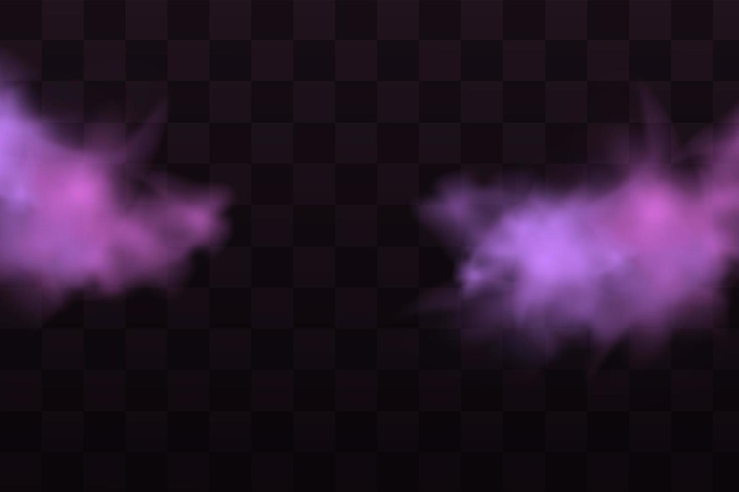 Realistic scary mystical fog in night Halloween. Purple poisonous gas, dust and smoke effect. vector