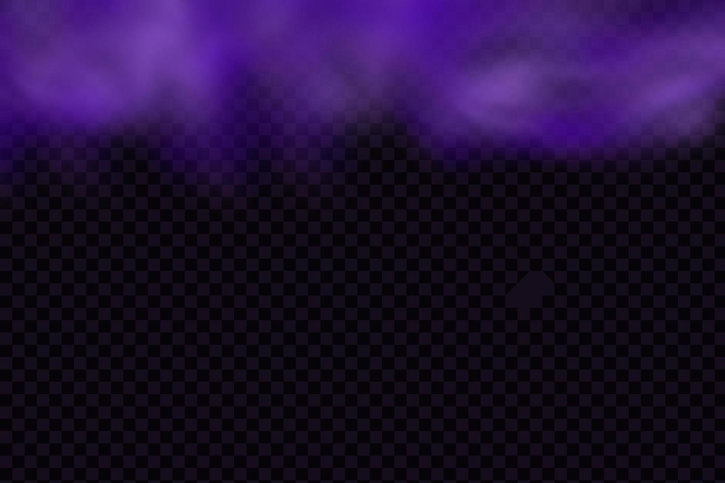 Realistic scary mystical fog in night Halloween. Purple poisonous gas, dust and smoke effect. vector