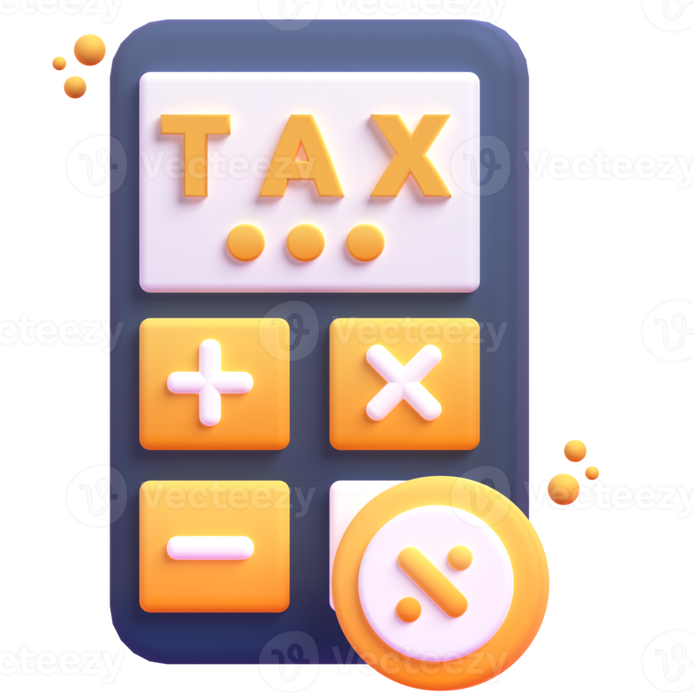 Calculate Tax in 3d render for graphic asset web presentation or other png