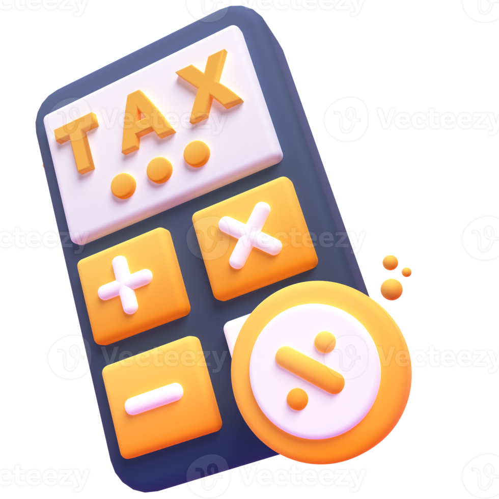 Calculate Tax in 3d render for graphic asset web presentation or other png