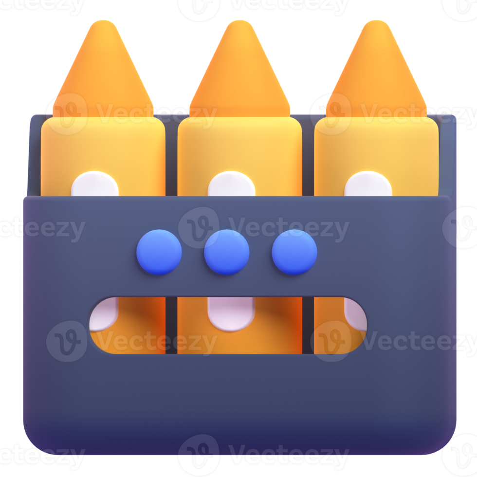 Crayon in 3d render for graphic asset web presentation or other png