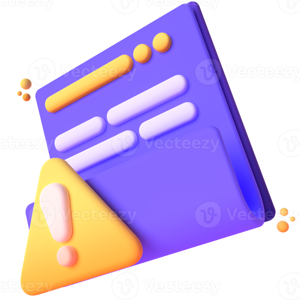 Document  in 3d render for graphic asset web presentation or other png