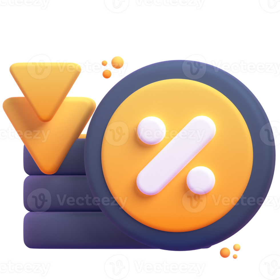 Decrease in 3d render for graphic asset web presentation or other png