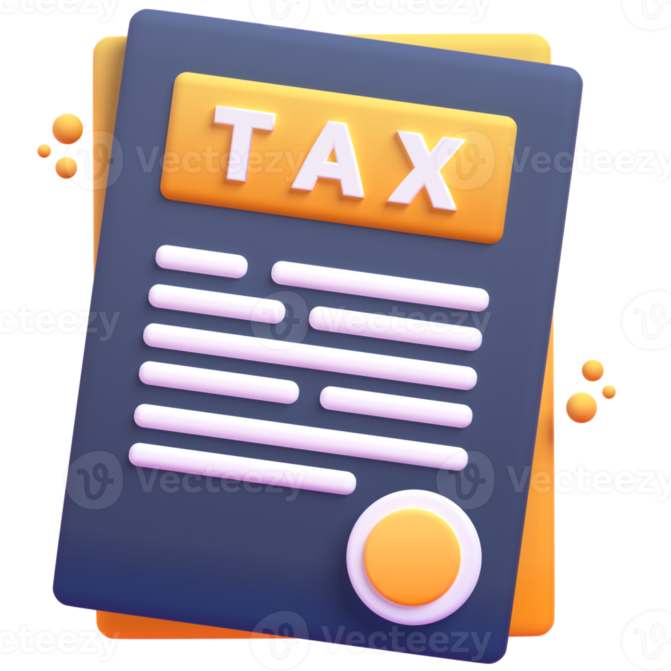 Document Tax in 3d render for graphic asset web presentation or other png