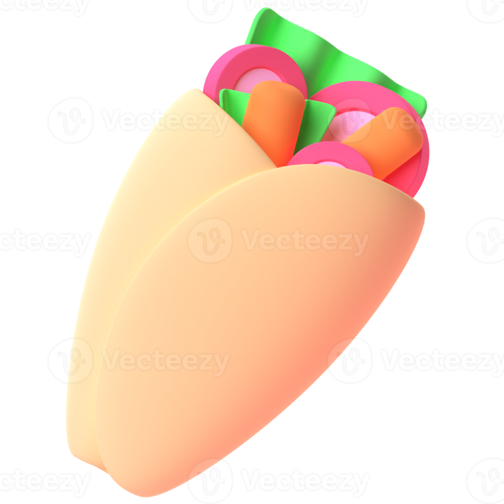 Kebab in 3d render for graphic asset web presentation or other png