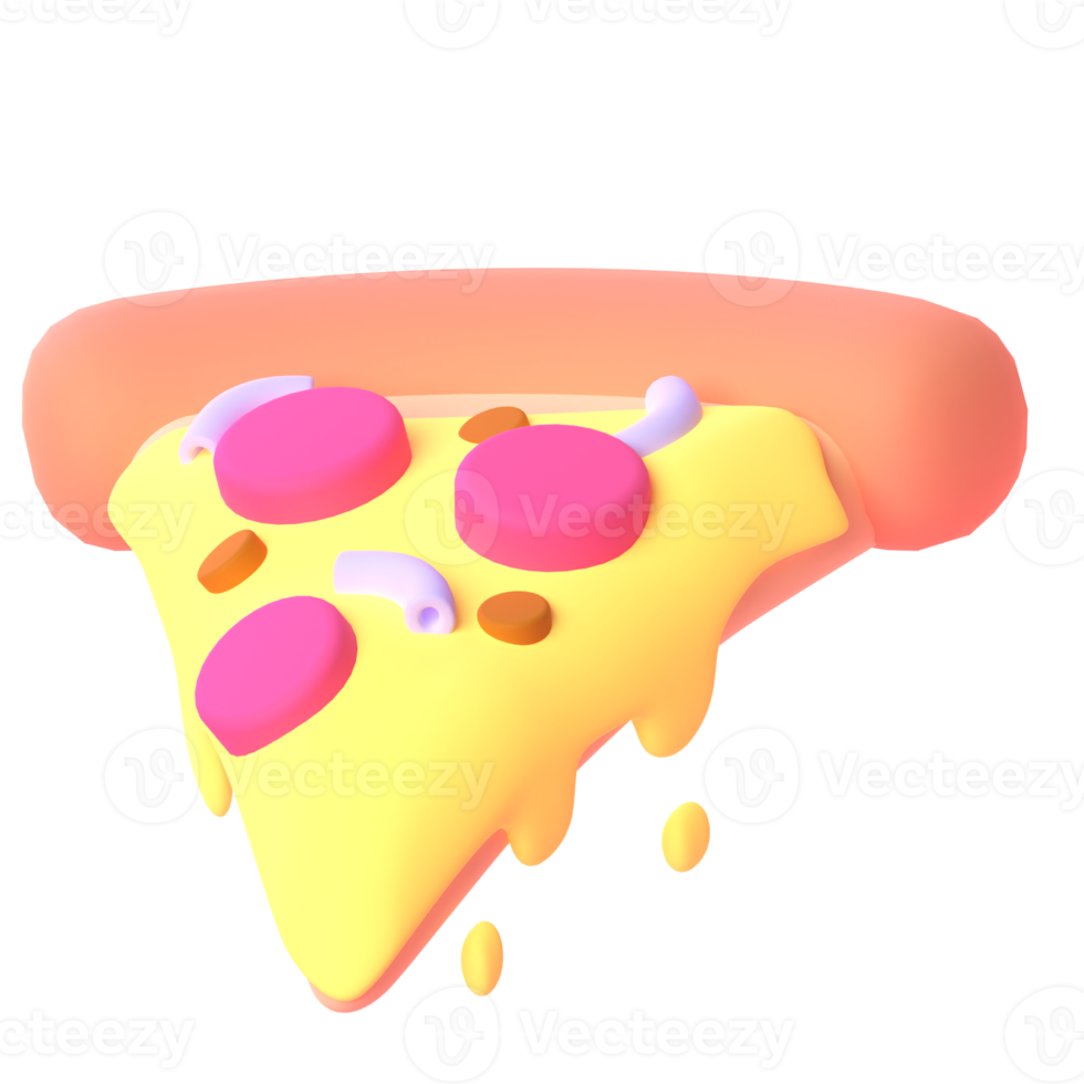Pizza in 3D-Rendering für Webpräsentationen mit grafischen Assets oder andere png
