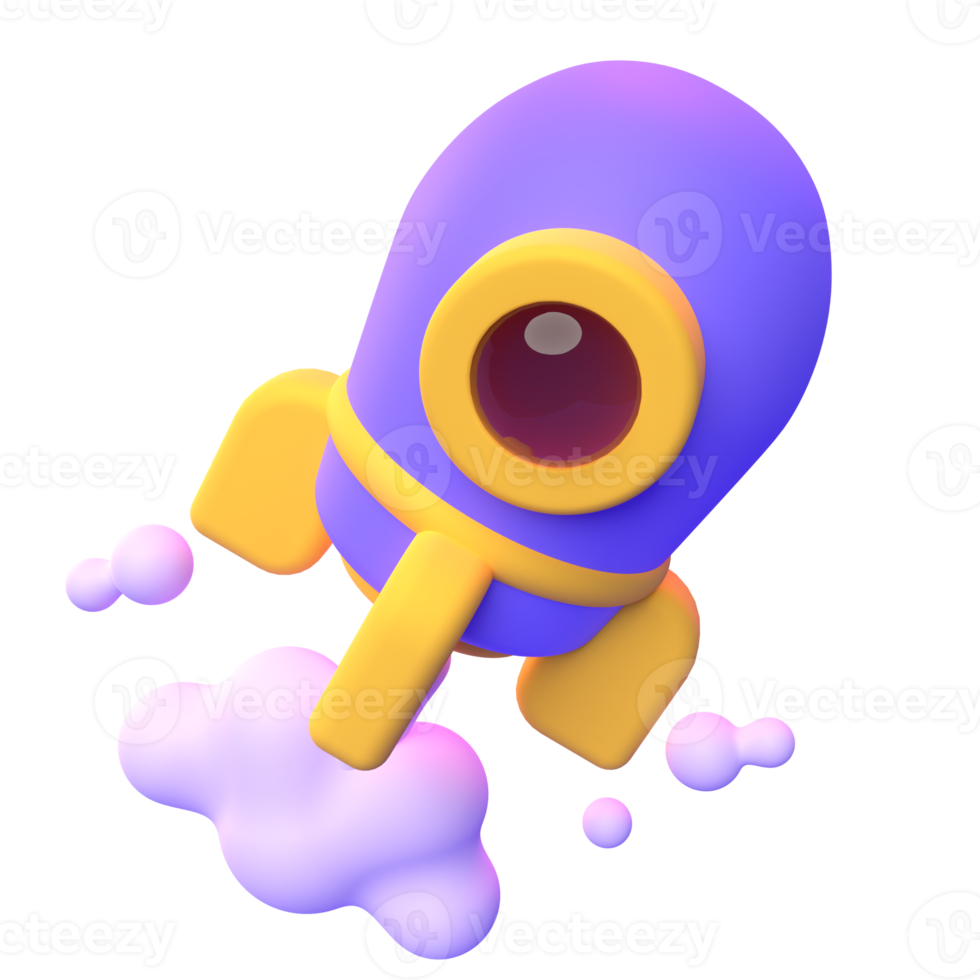 Spaceship Launch in 3d render for graphic asset web presentation or other png