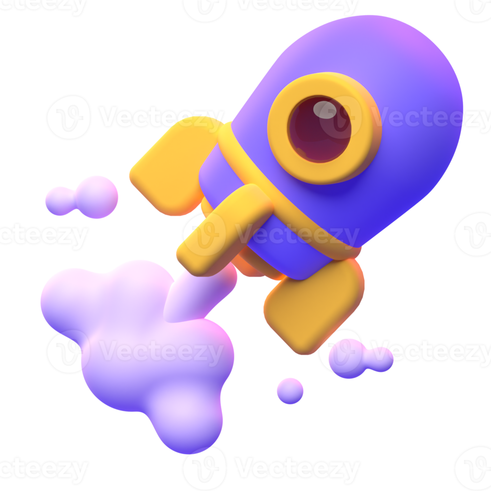 Spaceship Launch in 3d render for graphic asset web presentation or other png