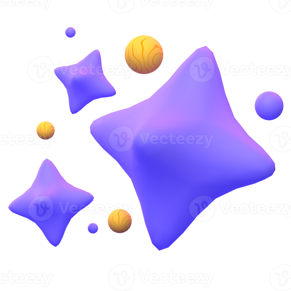 Stars in 3d render for graphic asset web presentation or other png
