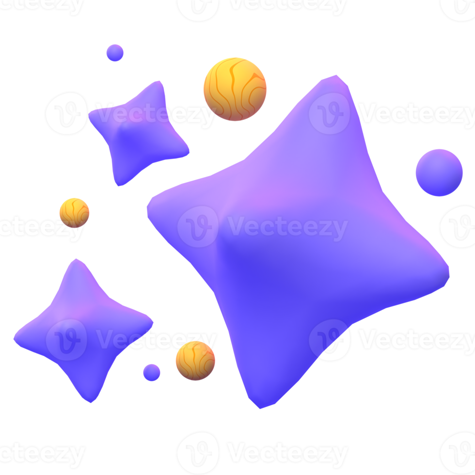 stjärnor i 3d framställa för grafisk tillgång webb presentation eller Övrig png