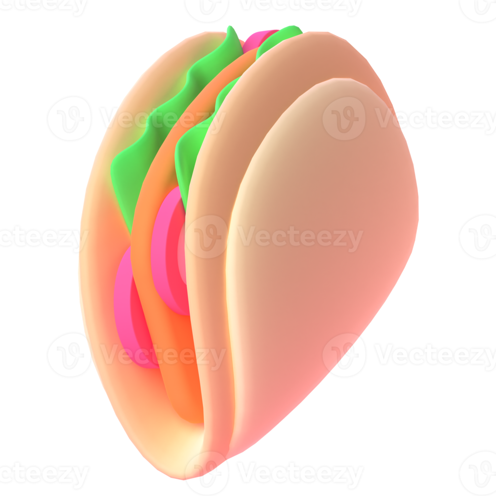 Taco in 3D-Rendering für Webpräsentationen mit grafischen Assets oder andere png