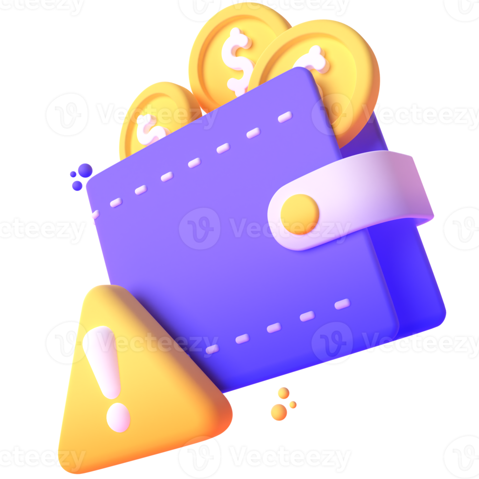 Wallet  in 3d render for graphic asset web presentation or other png