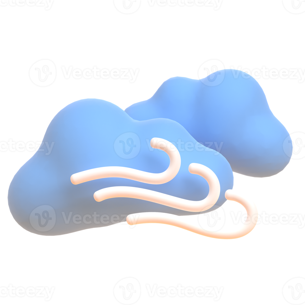 Cloudy in 3d render for graphic asset web presentation or other png