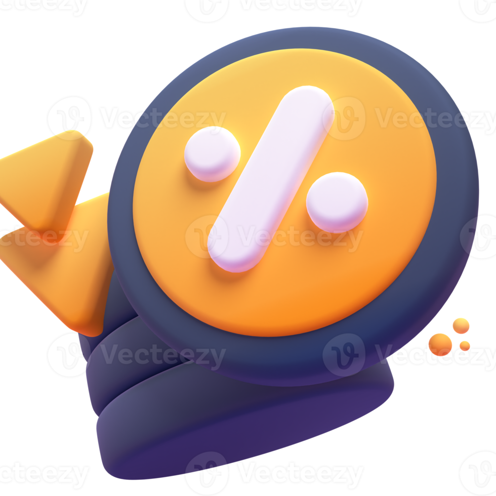 Decrease in 3d render for graphic asset web presentation or other png