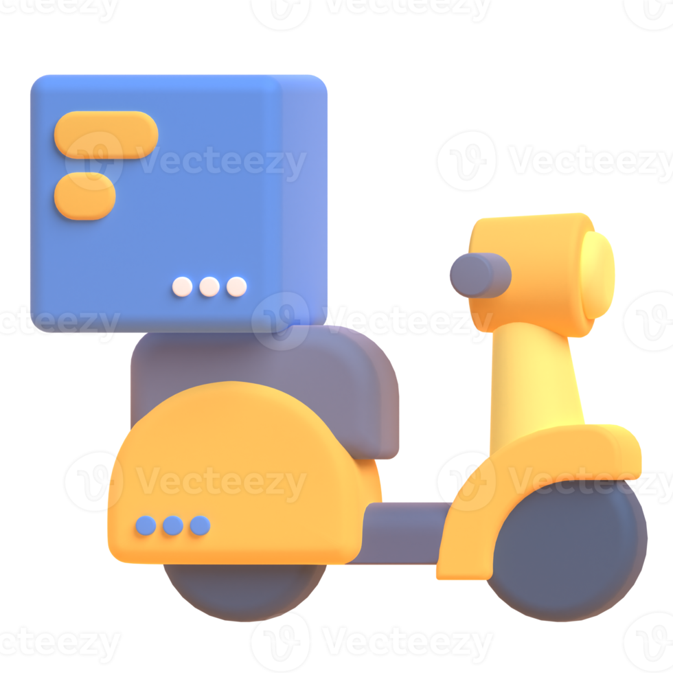 Motoyscles Delivery in 3d render for graphic asset web presentation or other png