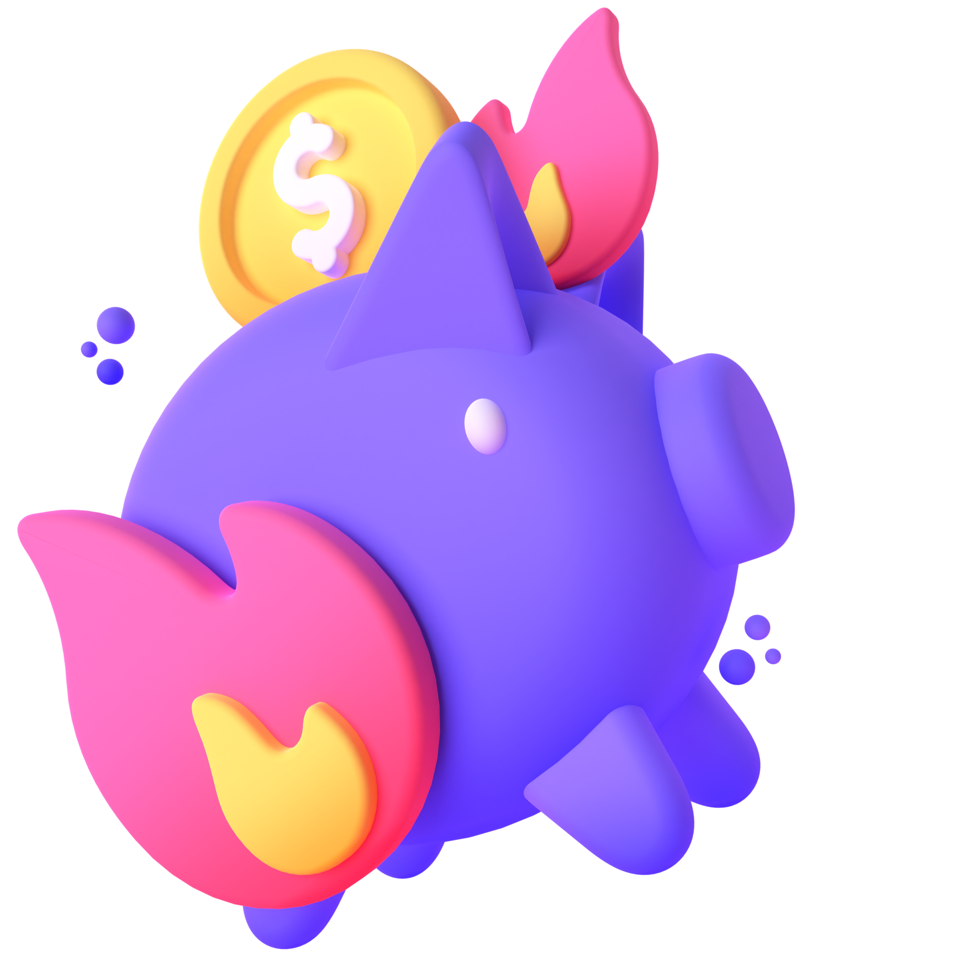 Free Piggy Bank in 3d render for graphic asset web presentation or