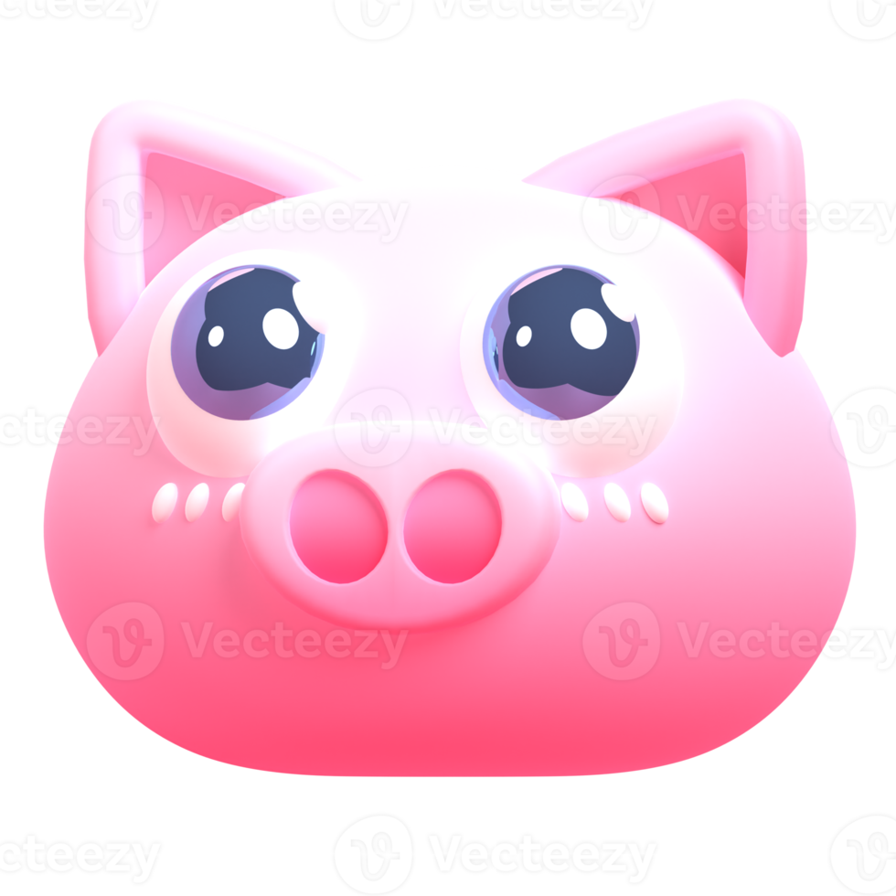 Pig in 3d render for graphic asset web presentation or other png