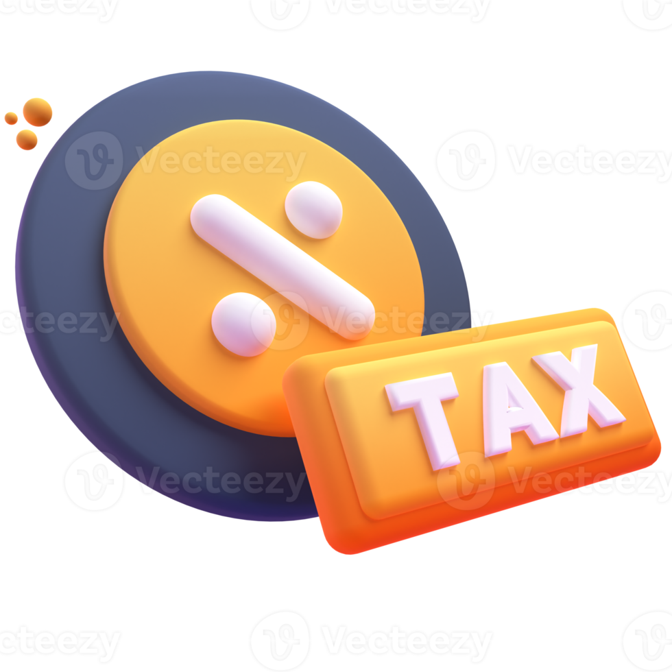 Tax in 3d render for graphic asset web presentation or other png