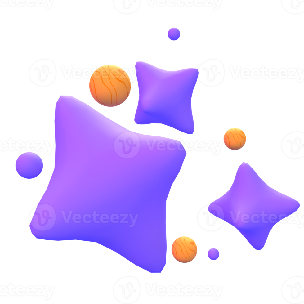 Stars in 3d render for graphic asset web presentation or other png