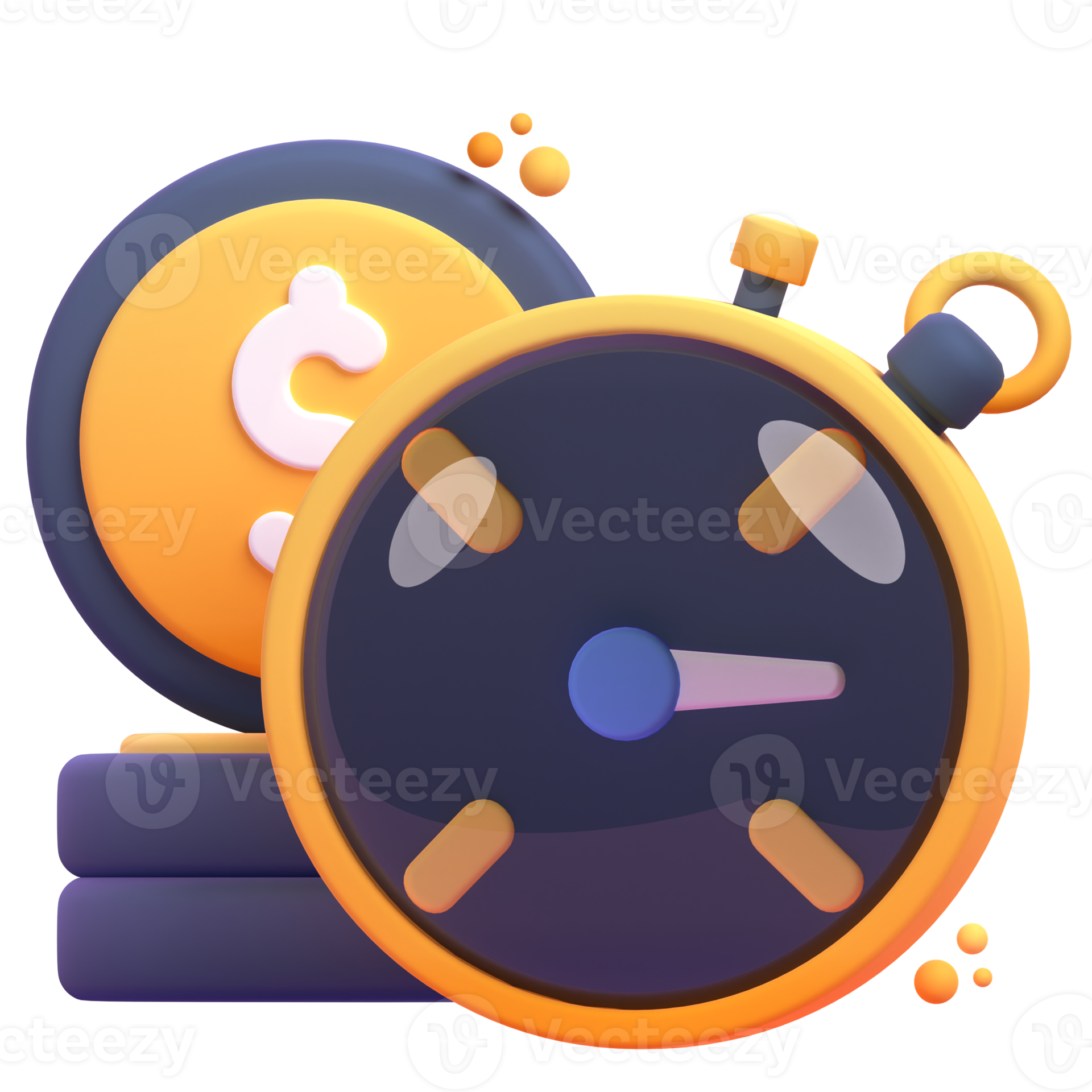 Timer in 3d render for graphic asset web presentation or other 12488658 PNG