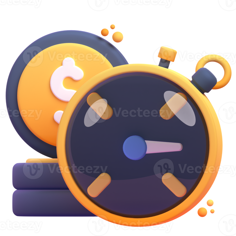Timer in 3d render for graphic asset web presentation or other png