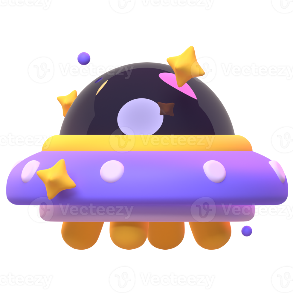 Ufo in 3d render for graphic asset web presentation or other png