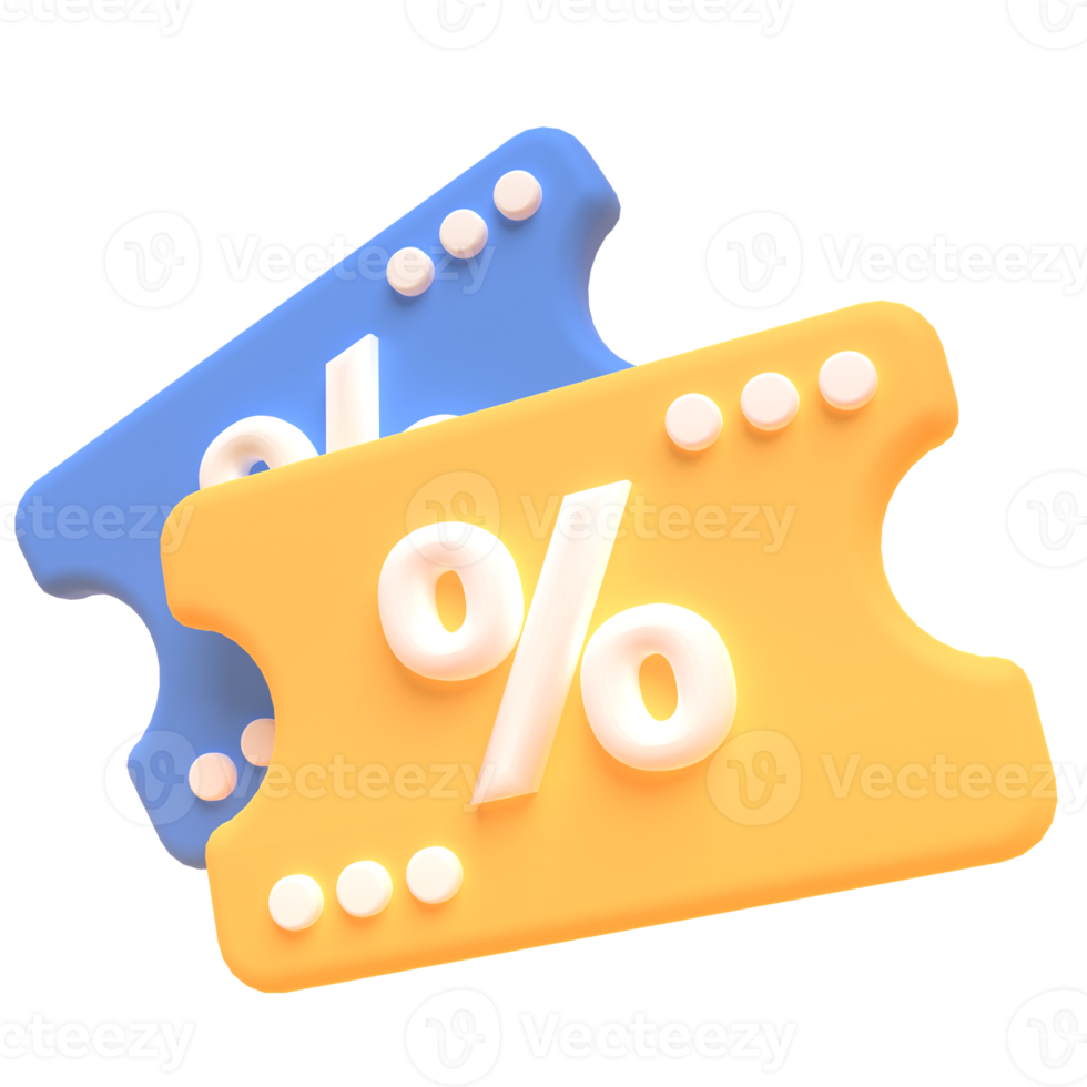 Voucer in 3d render for graphic asset web presentation or other png