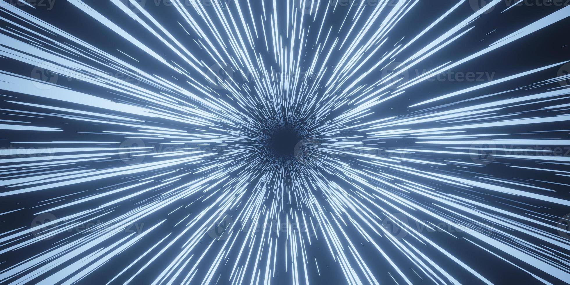Abstract blue flight in space hyper jump 3d rendering. photo