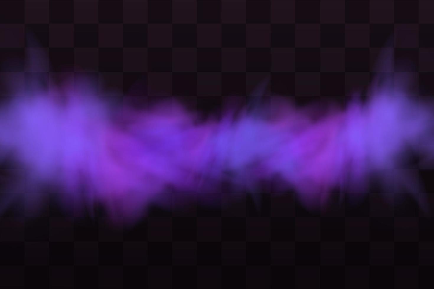 Realistic scary mystical fog in night Halloween. Purple poisonous gas, dust and smoke effect. vector