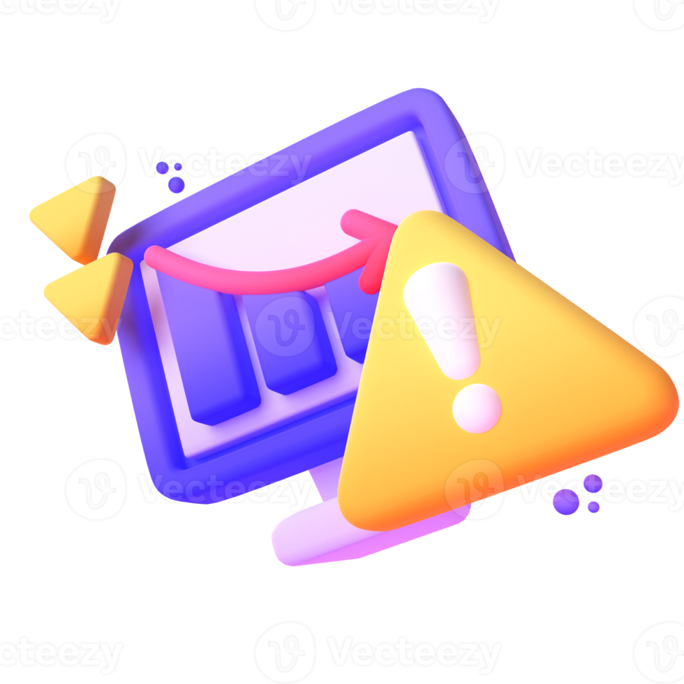 Computer  in 3d render for graphic asset web presentation or other png