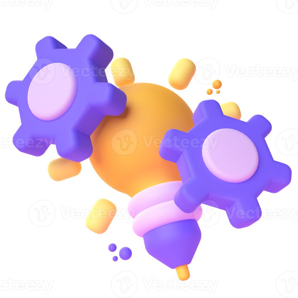 Idea  in 3d render for graphic asset web presentation or other png