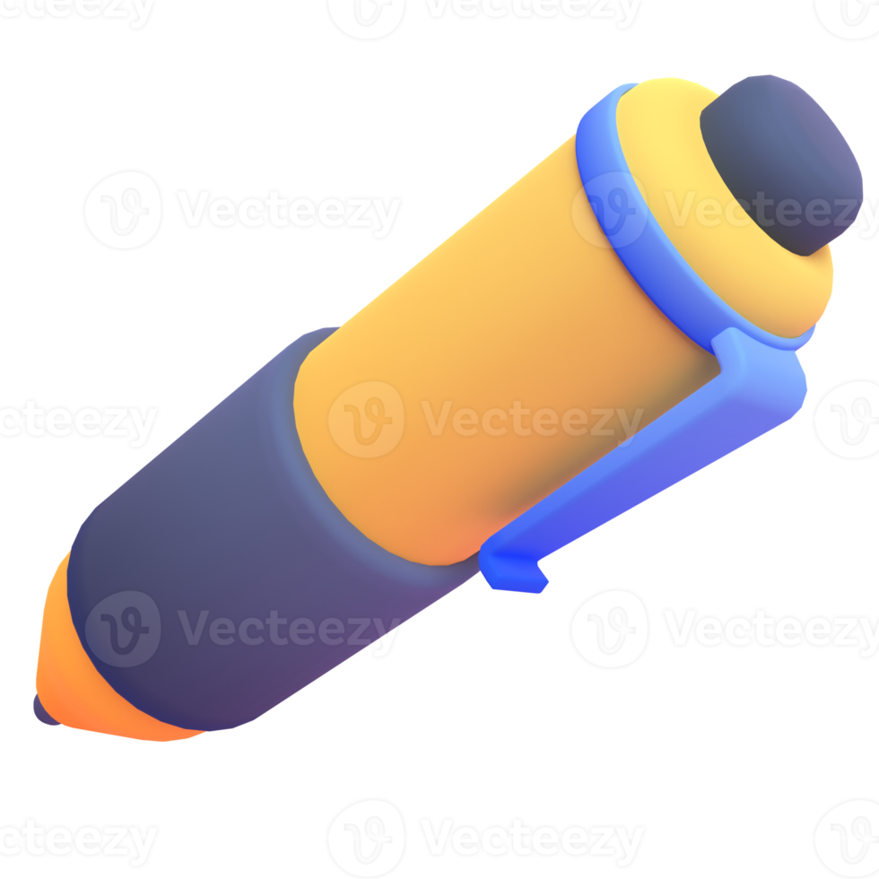 Pen in 3d render for graphic asset web presentation or other png