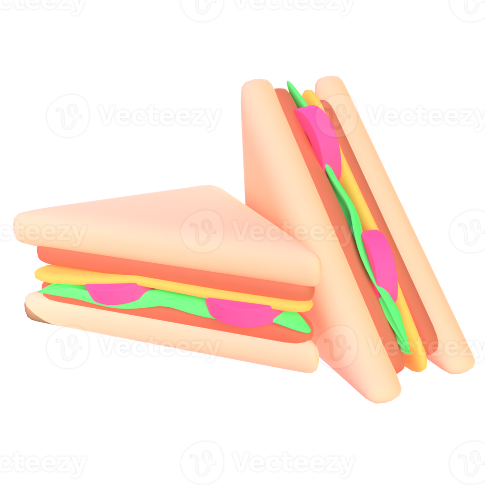 sandwich en rendu 3d pour la présentation web des actifs graphiques ou autre png